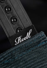 Flat 6-Panel Cap darkgreen cord Closeup1