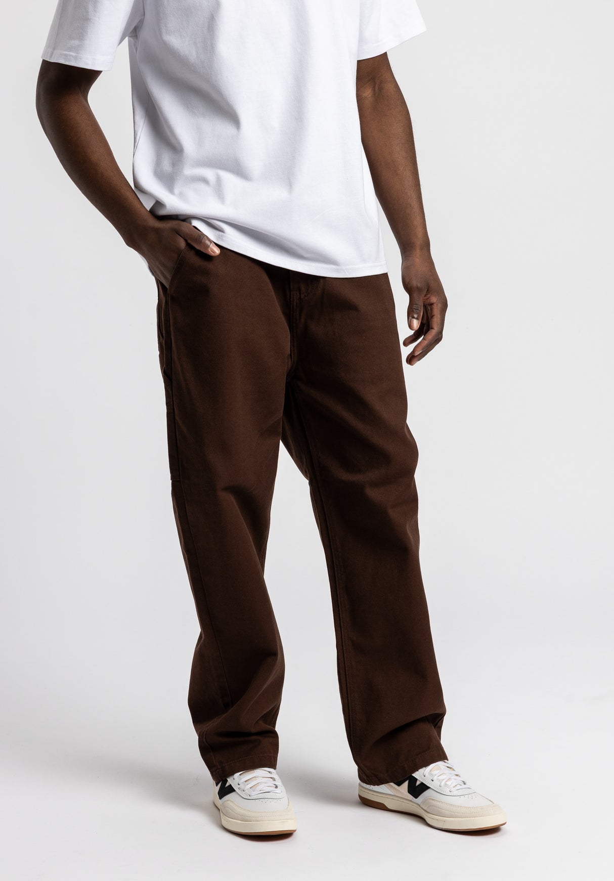 Workpant darkbrowndenim-washed Rueckenansicht