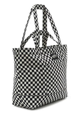 Tell All Zip Tote checkerboard Closeup2