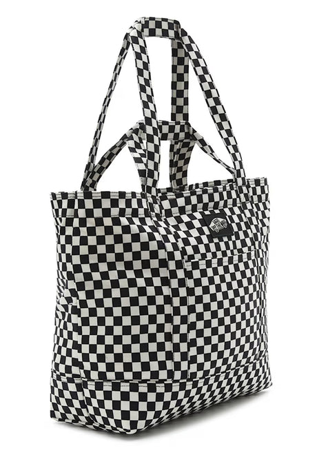 Tell All Zip Tote checkerboard Closeup2