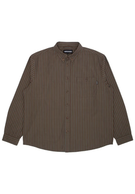 GX1000 Long Sleeve Button Down Hemd-Langarm brown-stripe – Vorderansicht