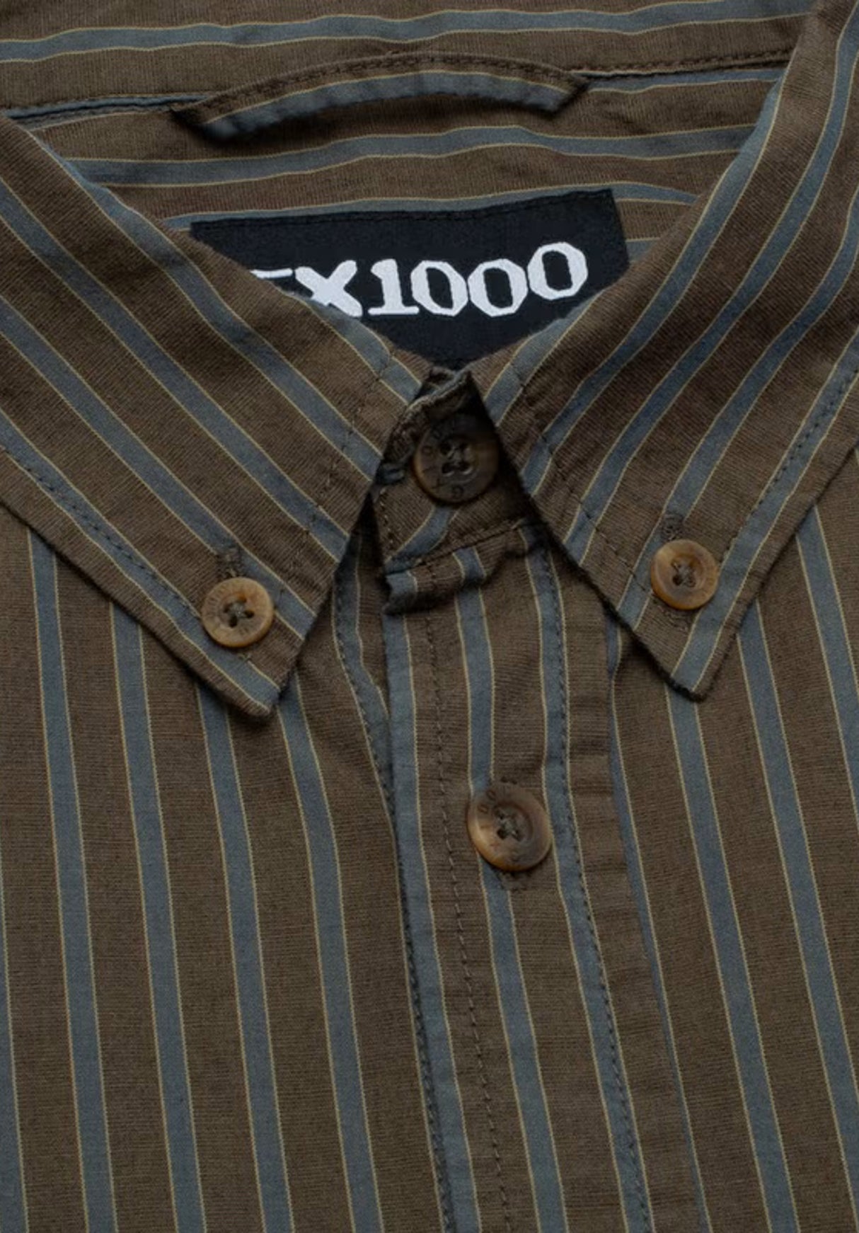 Long Sleeve Button Down brown-stripe Closeup1