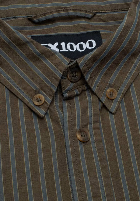 GX1000 Long Sleeve Button Down Hemd-Langarm brown-stripe – Detailansicht 1
