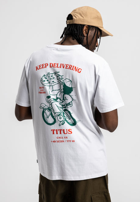 Pizza delivery boy white Vorderansicht