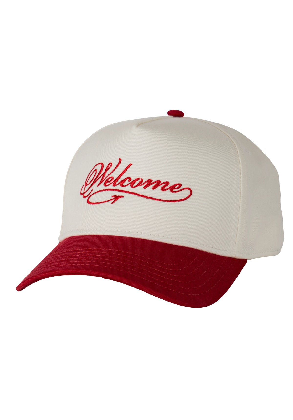 Welcome Caps Script Wicked Snapback Welcome Cap in red-white – TITUS