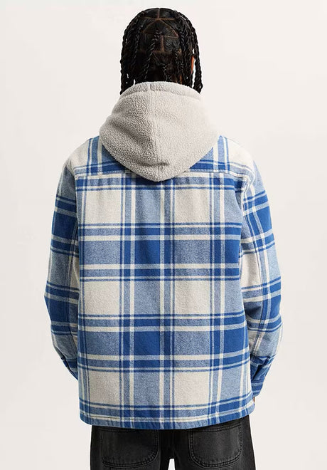 Vans Piedmont Hooded Plaid Shacket Übergangsjacke oatmealheather-truenavy – Rückenansicht