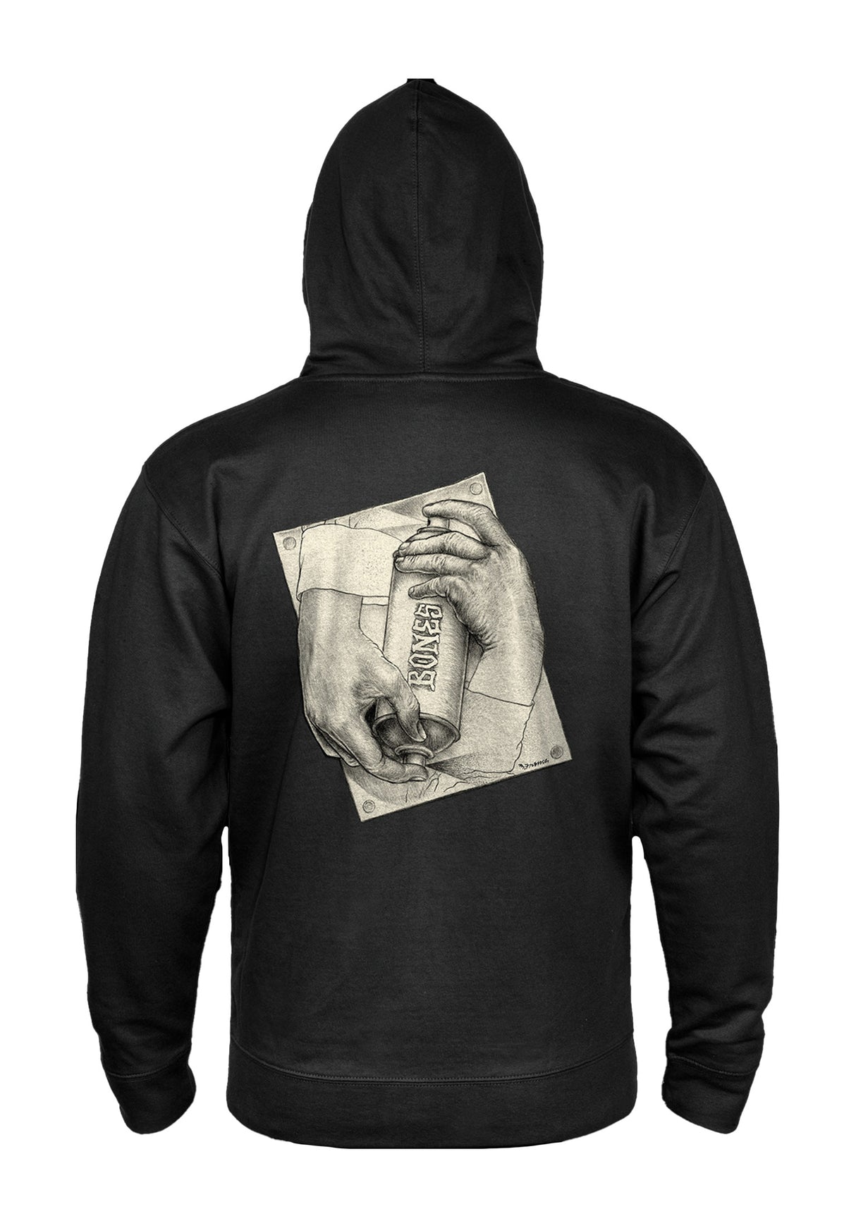 Spraying Hands black Rueckenansicht