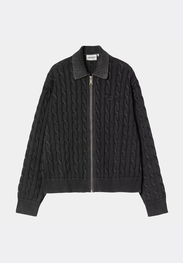 W Carter Sweater Jacket blackgarmentdyed Vorderansicht