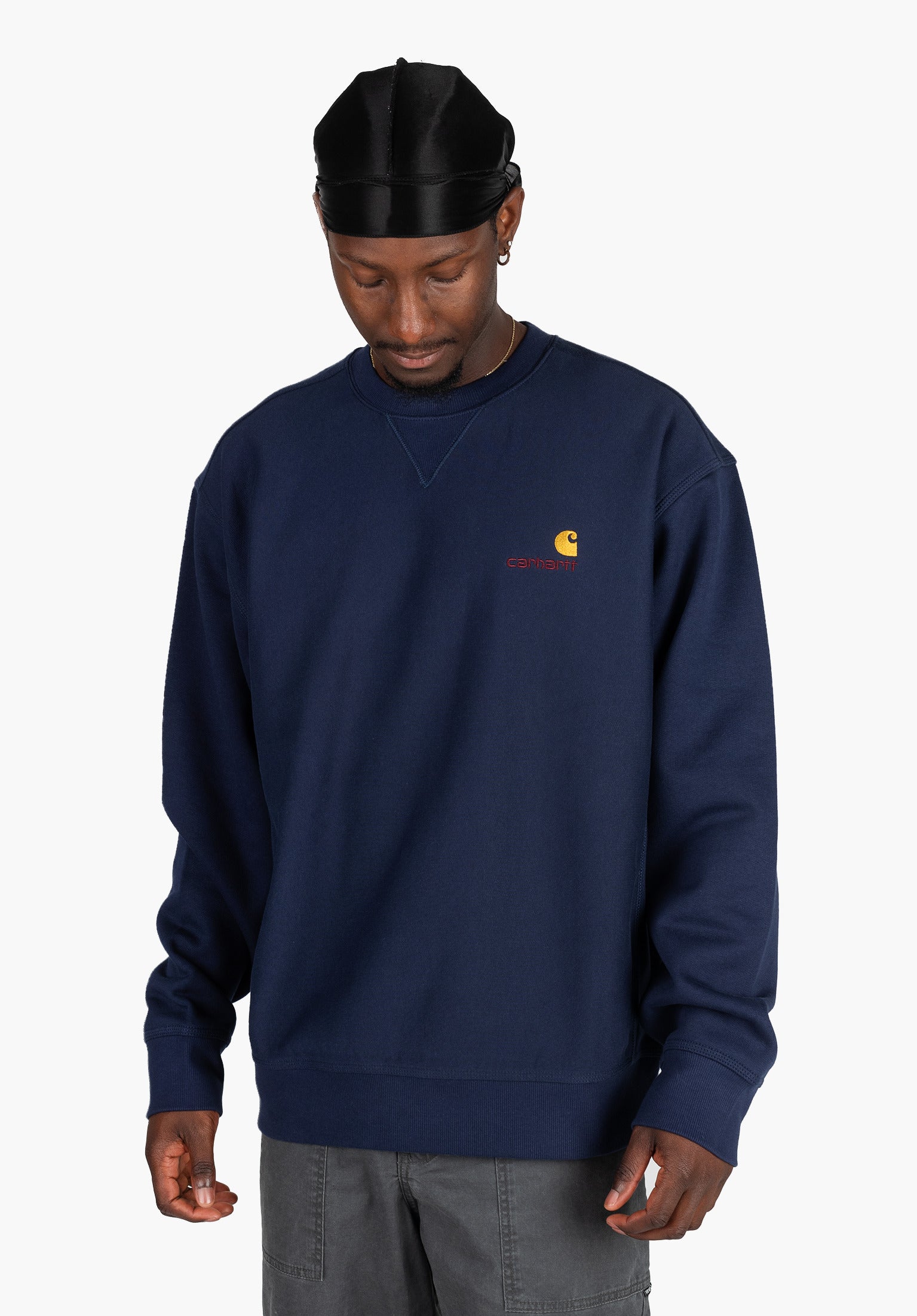 American Script Carhartt WIP Sweatshirt in airforceblue fur c TITUS