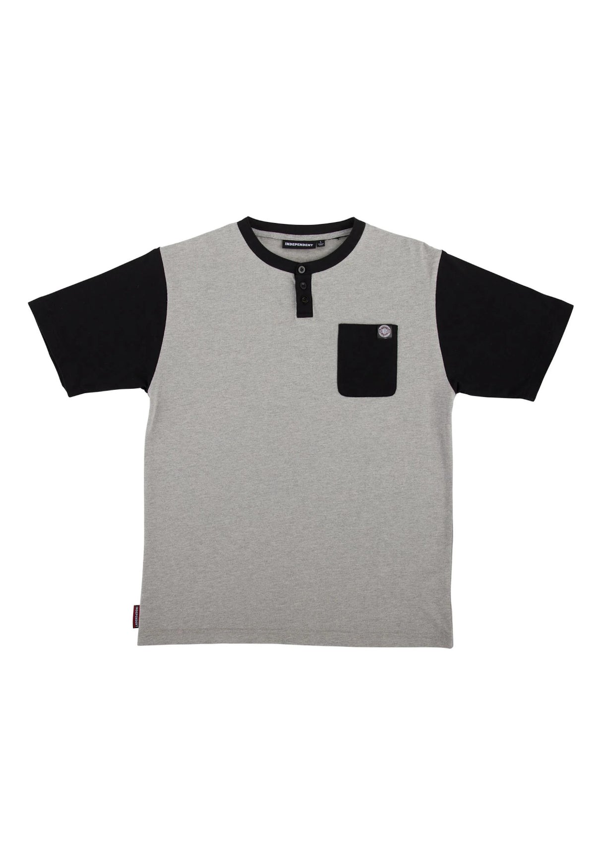 BTG Label Henley Top heathergrey-black Vorderansicht