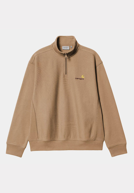 Half Zip American Script peanut Vorderansicht