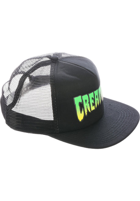 Logo Mesh Trucker 5-Panel Snapback structured black Closeup2