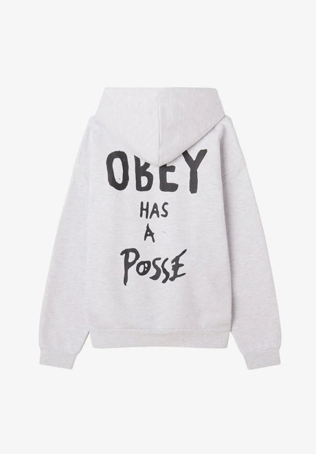 Obey Posse Extra Heavy Hood ashgrey Vorderansicht