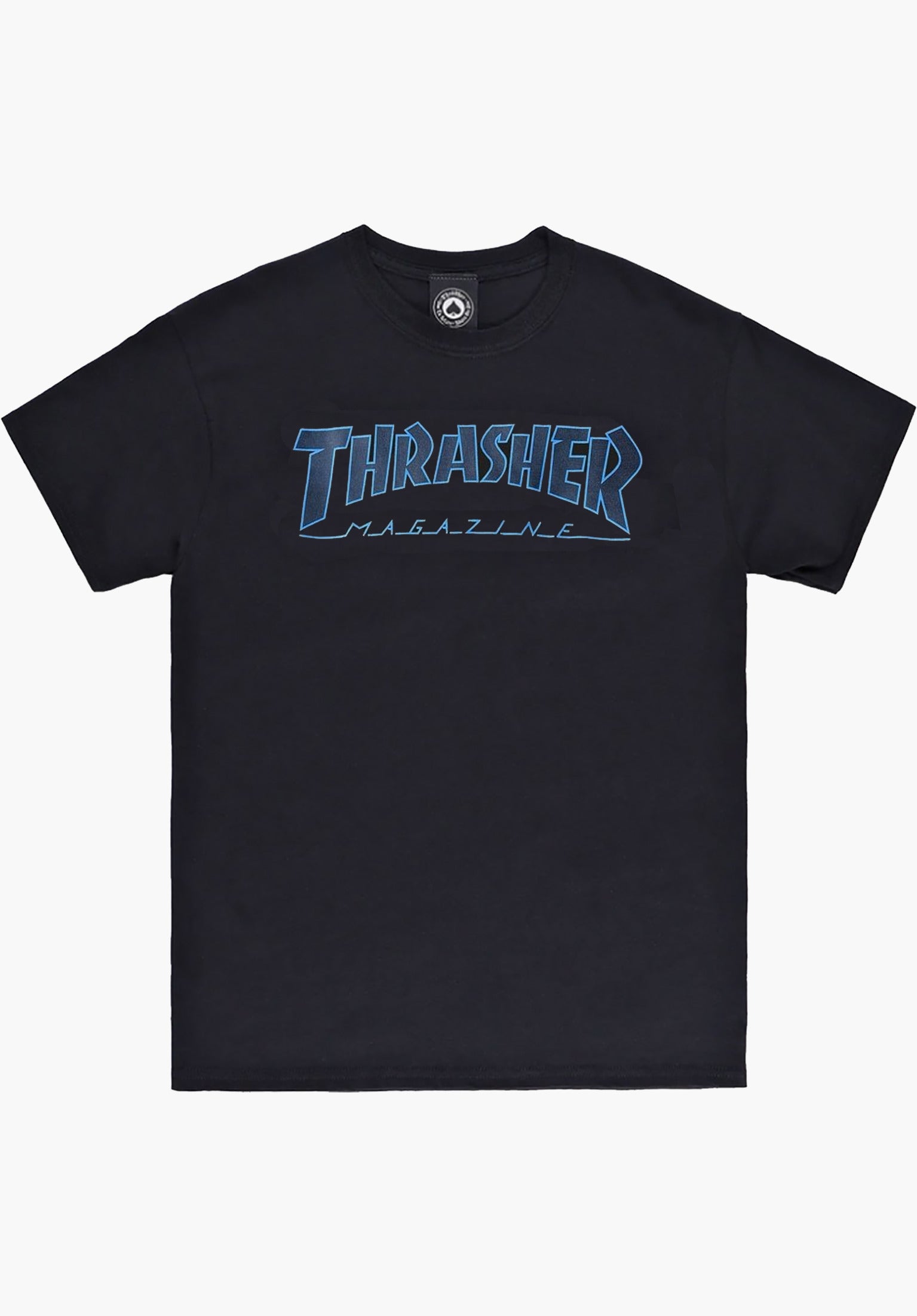 Outlined Thrasher T Shirt in black blue fur c TITUS
