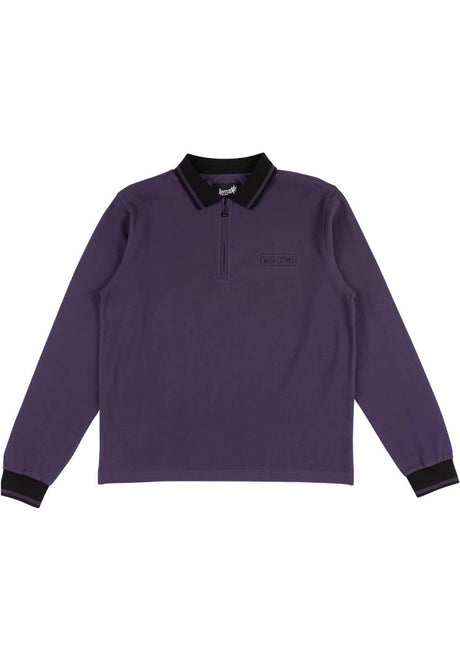 Parliament Pique Zip Polo eggplant Vorderansicht