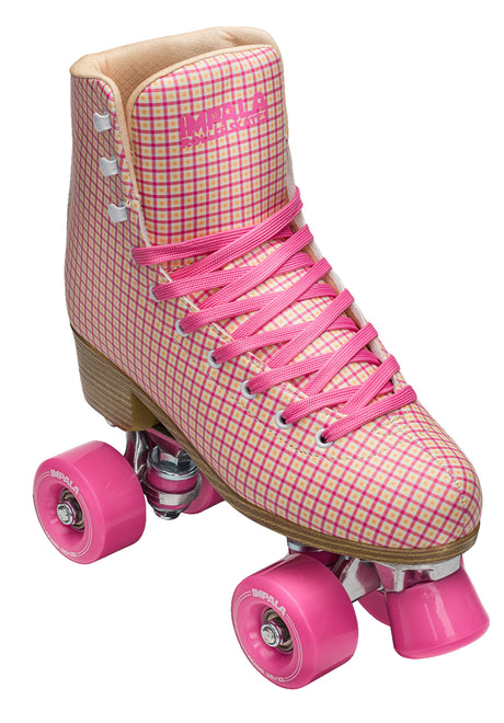 Quad Rollschuhe / Rollerskates pink-tartan Rückenansicht