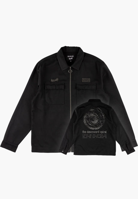 x NIN Ruiner Twill Zip L/S Work Shirt black Vorderansicht