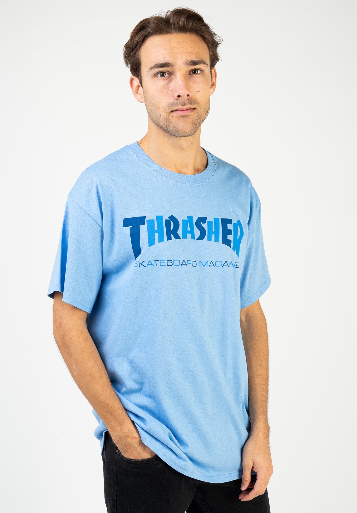 Checkers Thrasher T-Shirt in carolina-blue – TITUS