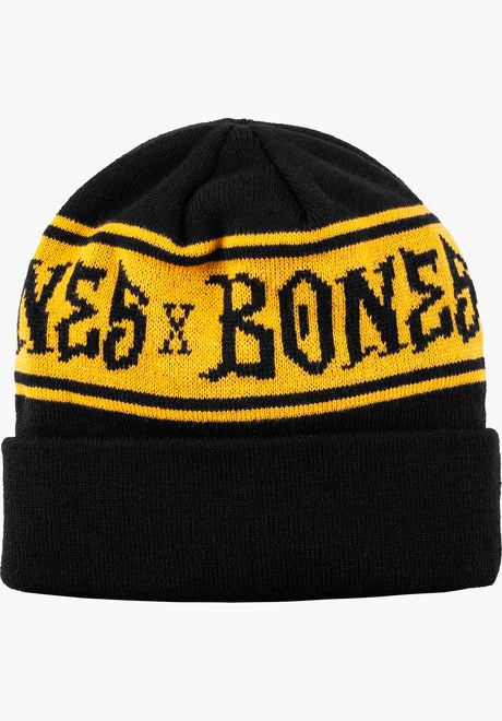 Black & Gold Beanie stripes black Vorderansicht