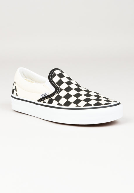 Slip-On black-white-checkerboard white Vorderansicht
