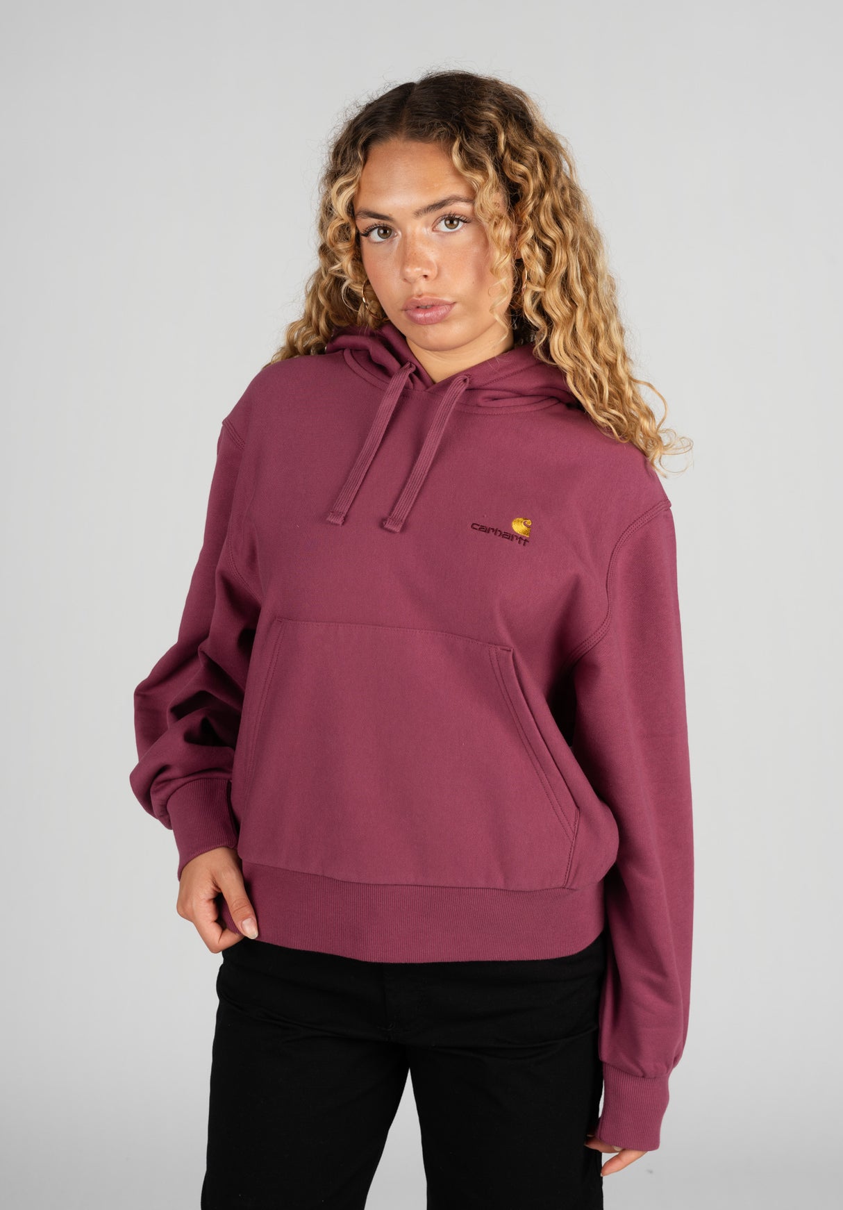 W' American Script Carhartt WIP Hoodie in dustyfuchsia für Damen